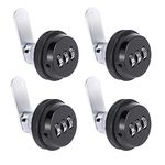 Tidorlou 4 Pack Combination Cabinet Lock, Password Coded Cabinet Lock,Combination cam Locks with 1-1/8'' & 3/4'' Cylinder Chrome Finish,Security Locks for Cabinet Deposit Box Mailbox Black
