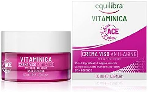 Equilibra Viso, Vitaminica, Crema Viso Anti-Aging, con Complesso Multivitaminico, Oli di Tè e Rosa Mosqueta, Dona Tono, Elasticità e Luminosità alla Pelle del Viso, 50 ml