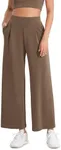 ODODOS Modal Soft Wide Leg Cropped Pants for Women High Waist Casual Relaxed Pants with Pockets, 25" Inseam, Nutria, Small