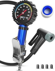 Analog Bike Tire Inflator with Pressure Gauge — One-Handed 3-in-1 Bicycle Tire Gauge, Adjustable Presta to Schrader Valve Adapter for Air Compressor