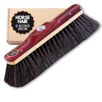 Horsehair Broom Head 28cm for Bricklaying - Durable 9-Row Sweeping Brush with Lacquered Wooden Saddle, Versatile Masonry Tool for Light Dusty Soiling on Dry Hall & Interior Floors & Laying Bricks