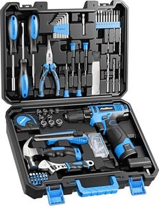 PULITUO Tool Set, 149-Piece Home Drill Set with 12V Blue Cordless Drill, toolbox, Hand tool Kits for Women Men, DIY Enthusiasts for Home Improvement.