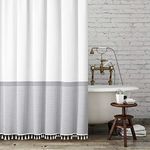 Seasonwood Extra Long Shower Curtain Tassel White and Gray Shower Curtains for Bathroom Farmhouse Modern Grey Bathroom Curtain Set 72×84