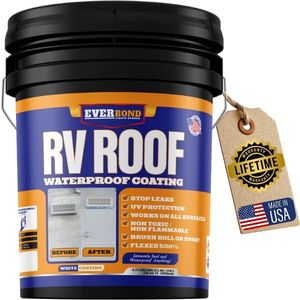 Everbond RV Roof Waterproof Sealant - Solar Reflective Weatherproof Coating for Trailers, Campers, Roof and Leak Repairs - Easy Application, Indoor & Outdoor Use - White, 4.75 Gallon Bucket