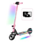 E-RIDES 6.5'' Foldable Kids Electric Scooter - Colorful LED Lights, 8 Mph Max Speed, Electric Scooter Kids 5 Mile Range, Shock Absorbing Comfort, E Scooter for Kid with Display