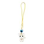 SHILPMART Glass Cat Charm Evil Eye Mobile Phone Pendant, Decorative Charms For Telephones, Suitable For Keychain Car Key Bag Backpack Wallet Decoration Usb Charm,Gold