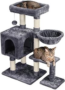 Yaheetech Cat Tree, 96cm Cat Tower with Large Perch, 6 Cat Scratching Posts and Cozy Condo for Indoor Cats, Cat Activity Centre Cat House for Large Cats, Dark Grey