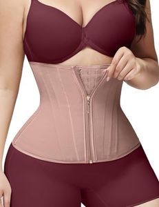 SHAPSHE Waist Trainer for Women Tummy Control Corset Waist Shapewear for Working Out Wrap Hourglass Body Shaper with Steel Bone, Brown