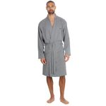 INSIGNIA Mens Dressing Gowns Lighweight Cotton Jersey Gowns Recycled Yarns (L, Charcoal Emblem)