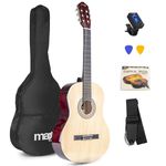 MAX SoloArt Classic Natural Acoustic Guitar Starter Kit - Ideal for Beginners & Students | Complete Starter Acoustic Guitar Set with Case, Strap & Tuner | Beginner Acoustic Guitars for Adults & Kids