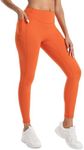 PaletteFit Leggings with Pockets for Women, Tummy Control High Waisted Activewear Leggings, Women's Workout Gym Yoga Pants (Pumpkin Orange, M)