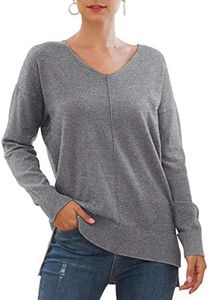 Jouica Womens Tunic Long Sleeve Cowl Neck Casual Slim Sweater,Gray,3X-Large