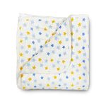 linenaffairs Muslin Cotton 4 Layer Baby Quilt/Dream Blanket for Newborn to 5 Years, for Girls & Boys, Lightweight Newborn Nursery & Crib Blanket, Baby Shower Gift - 45X45 Inch_Multi Star