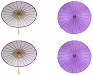 Koyal Wholesale 32-Inch Paper Parasol, 4-Pack Umbrella for Wedding, Bridesmaids, Party Favors, Summer Sun Shade (4, Royal Purple)