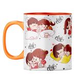 YuBingo Gift for Girl Friend - Ceramic Coffee Mug, Printed Tea Cup, Valentine's Day Gift for Boy Friend (Orange Inner & Handle, Tea Cup, 320ML)