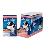 Purina Felix As Good As It Looks Wet Food for Adult Cats|Complete and Balanced Cat Food |Salmon Flavour|Pack of 12 Pouches (12 x 85 g)