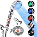 JONKEAN LED Shower Head with Light, 3 Color Changing Shower Heads, High Pressure Shower Head with On/Off Switch, Zenbodys Purifying Shower Head for Dry Skin & Hair (3 Colors Temperature Changing)