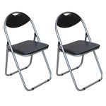 Taylor & Brown Pack of 2 Black Padded Folding Chair Back Rest Easy Store for Home, Dining, Office, Computer Desk Chairs, Seating Events - Size 44cm x 45cm x 78cm