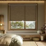 HOTSOON Light Filtering Wood Texture Roller Shades for Windows, Imitation Bamboo Fabric Cordless Roller Blinds, UV Protection Easy to Install Window Blinds for Home, Door, Brown, 75.5" W x 36" H