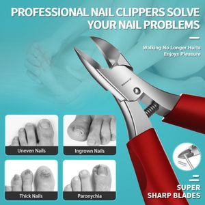 Podiatrist Toenail Clippers for Men & Seniors – Thick & Ingrown Nail Cutter, Curved Blade