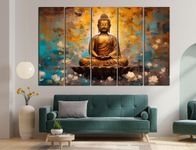 CN RETAILS Abstract Budha painting with frame Big Size(48x30) Wall art for living room,Bedroom,Drawing room,Hotels-Wooden Framed-Digital Painting ss06_08