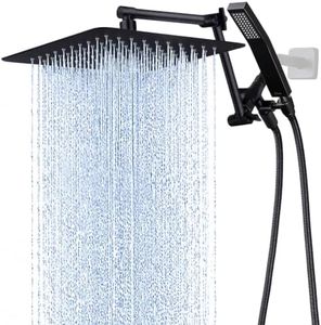 G-Promise All Metal 12 Inch Rainfall Shower Head with Handheld Spray Combo| 3 Settings Diverter|Adjustable Extension Arm with Lock Joints |71 Inches Stainless Steel Hose (Oil Rubbed Bronze)