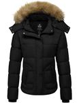 Wantdo Women's Hooded Winter Coat Thicken Quilted Puffer Jacket Warm Parka, Black, Large