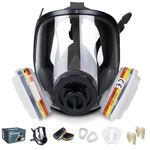 Full Face Respirator Gas Mask RHINO RH-7011 for Organic Vapor, Chemical, Sanding, Dust, Paint Spraying (+ Acid Gas) Including Replacement Filters and Protection Gloves