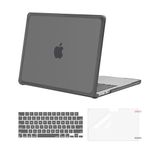 MOSISO Compatible with MacBook Air 13 inch Case 2024 2023 2022 M3 A3113 M2 A2681, Anti-Cracking Heavy Duty TPU Bumper Plastic Hard Case&Keyboard Skin&Screen Film for MacBook Air 13.6, Smoke Gray