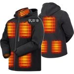 ARRIS Heated Jacket for Men, Electric Heating Warm Coat with 7.4V Rechargeable Battery/8 Heating Areas/Detachable Hood for Winter Use Black XL