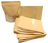 Esko Stand Up Ziplock Pouch - Reusable, Airtight Kraft Paper Storage Pouch (Brown) | 160mmX220mm (Pack of 100)