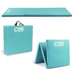 Gymnastic Tumble Exercise Mat – Non Slip PU Leather Surface - High Density Polyether Rebound inner Material – 6FT Long Tri Folding Crash With Carry Handles perfect for gymnastics yoga Pilates (Teal)