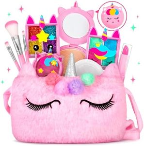 ULOVEME Easter Gifts for Kids Makeup, Kids Real Makeup Kit for Little Girls - Real, Non Toxic, Washable Make Up Toy - Umicorn Toys Gift for 3 4 5 6 7 8 Years Old Girls Birthday (Square Pink Umicorn)