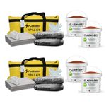 FlashDry Portable Complete Spill Kit - Yellow Duffle, Bag Tag, 15 Absorbent Pads, 2 3" x4' Sorbent Socks, Disposal Bags, Nitrile Gloves, 2 5L Buckets of 100% Organic Coir w/Dispenser Lid, Set of 2