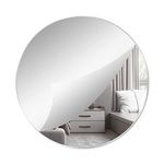 DARENYI 12'' Round Wall Mirror Self Adhesive Non Glass Mirror Large Acrylic Mirror Disc High Clear Wall Mirror Circle Mirror Sticker Decorative Mirror for Bathroom, Bedroom, Door etc