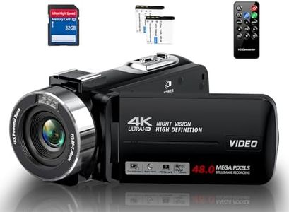 4K Video Camera Camcorder 48MP 30FPS with IR Night Vision,18X Digital Zoom Camera Recorder 3.0" LCD Touch Screen Vlogging Camera for YouTube with Controller, 2 Batteries, 32GB SD Card