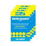 HRI Water Balance 100 Tablets - to Relieve Symptoms of Mild Water Retention. with Dandelion Root, Uva Ursi and Buchu Leaf Extract. 4 Pack