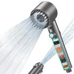 MEKO Hard Water Filter Shower Head with 15 Stage Filter, 3+1 Spray Jet Modes High Pressure Shower Head and 1.5m Hose, Handheld Massage Shower Filter for Residual Chlorine Remove