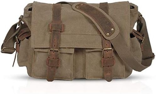 FANDARE Nuovo Vintage Messenger Bag Satchel College Bag Schoolbag Bookbag Casual Viaggio Borsa a tracolla Borsa Da Lavoro Borsa Da Lavoro 14 "Laptop Briefcase Multiuso Uomo/Donna Tela, Marrone chiaro,