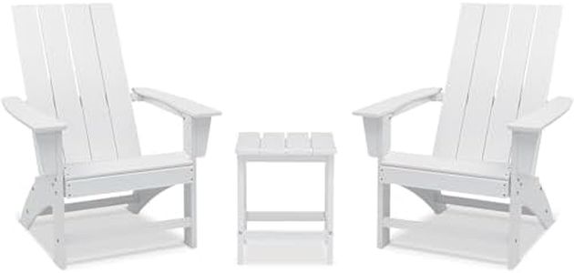 Adirondack Chair Set of 2 with Side Table Weather Resistant Fire Pit Chairs HDPE Outdoor Adirondack Chair for Patio Front Porch Pool Garden Deck Fire Pit Outside, White