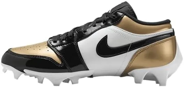 Jordan 1 Low TD Men's Football Cleat (FJ6245-701, Metallic Gold/White/Black) Size 9.5