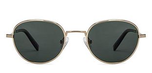 John Jacobs | Polarized & UV Protection Sunglasses For Men & Women | Gold Brown Green Full Rim Round Small (Size-49) JJ S12810-C2