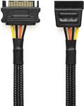 CRJ 15-Pin SATA Power Extension Cable - 24-inch (60cm), Black Sleeved - SSD, HDD SATA Power Extension for ATX Power Supplies