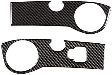 Carbon Fiber Door Control Cup Holder Armrest Panel Trim Cover for Mazda MX-5 RF Miata 2009-2014 (Black)