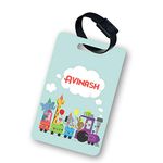 Customized Luggage Tag for travel / school - Animals On The Train - Personalize with Name - MDF Material - 2.5 * 3.75 inches - Multi Color - Single side print - Mom's Charm - for kids and adults - any design possible