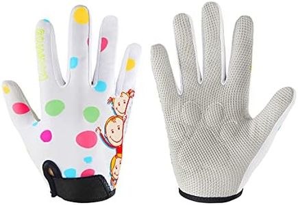 Kids Long Finger Climbing Gloves for Age 3-10 Boys Girls Gymnastics Monkey Bars, Good Grip for Scooter Balance Boards Biking Fishing Outdoor Sports (White2, L (9-10 Years))