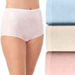 Vanity Fair Women's Perfectly Yours High Waisted Brief Panties, Nylon - 3 Pack - Pink/Blue/Candleglow, 10