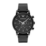 Emporio Armani Men's Chronograph Dress Watch With Quartz Movement, Black Leather, 46mm, AR1918