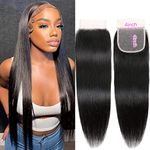 DUAUJUIU Straight Human Hair 4x4 HD Lace Closure Brazilian Hair Human Hair Closure for Black Women Natural Remy Hair Soft Swiss Lace Closure 16 Inch