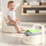 R for Rabbit Tiny Tots Dino Potty Seat Comfortable Potty Training Removable Bowl Anti-Slip Pads Ergonomic Design for New Born Baby/Infant/Kids Weight Up to 50 kg 1 to 7 Years (White Green)